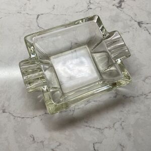 Vintage Mid Century‎ Art Decor Square Clear Glass Cigarette Ashtray 6 Slots